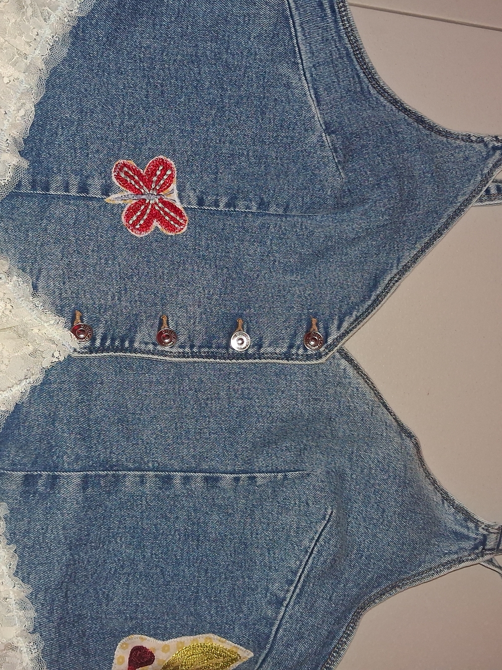 Divided H&M Denim Lace Corset Top - Y2K Butterfly Embroidery
